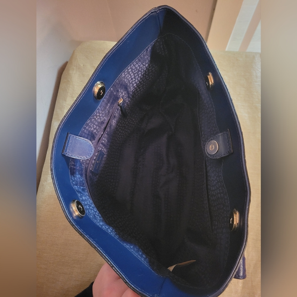 Kate ♠️ Spade La Vita Blue Ostrich Leather Women's Tote Bag - Picture 8 of 13